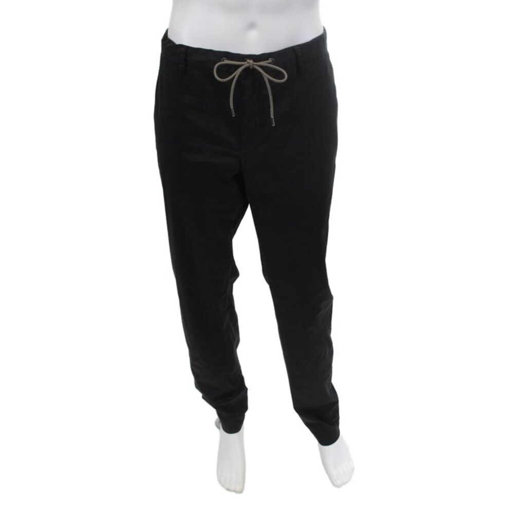 Oeko-Tex Mens Drawstring Flat Front Straight Leg Pants Solid Black Size 36X34